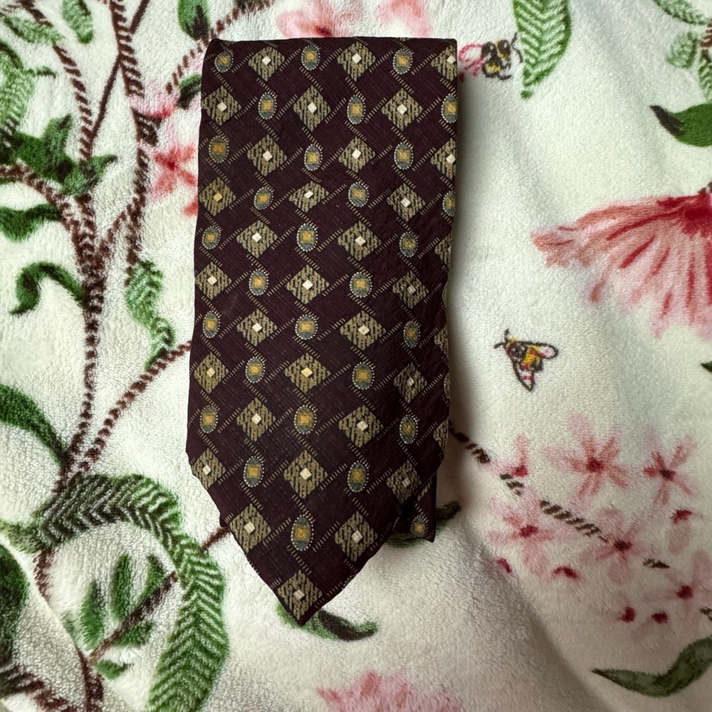 Kenneth Cole Dark Brown Geometric Men's Tie